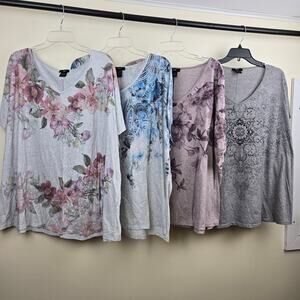 Leebe 5X Shirt Top Bundle T-shirt Plus Size Fashion 5x Boho Floral C